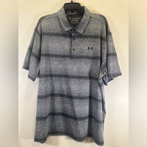 Under Armour The Playoff Polo 2XL XXL Mens Golf Polo Striped Shirt-black gray